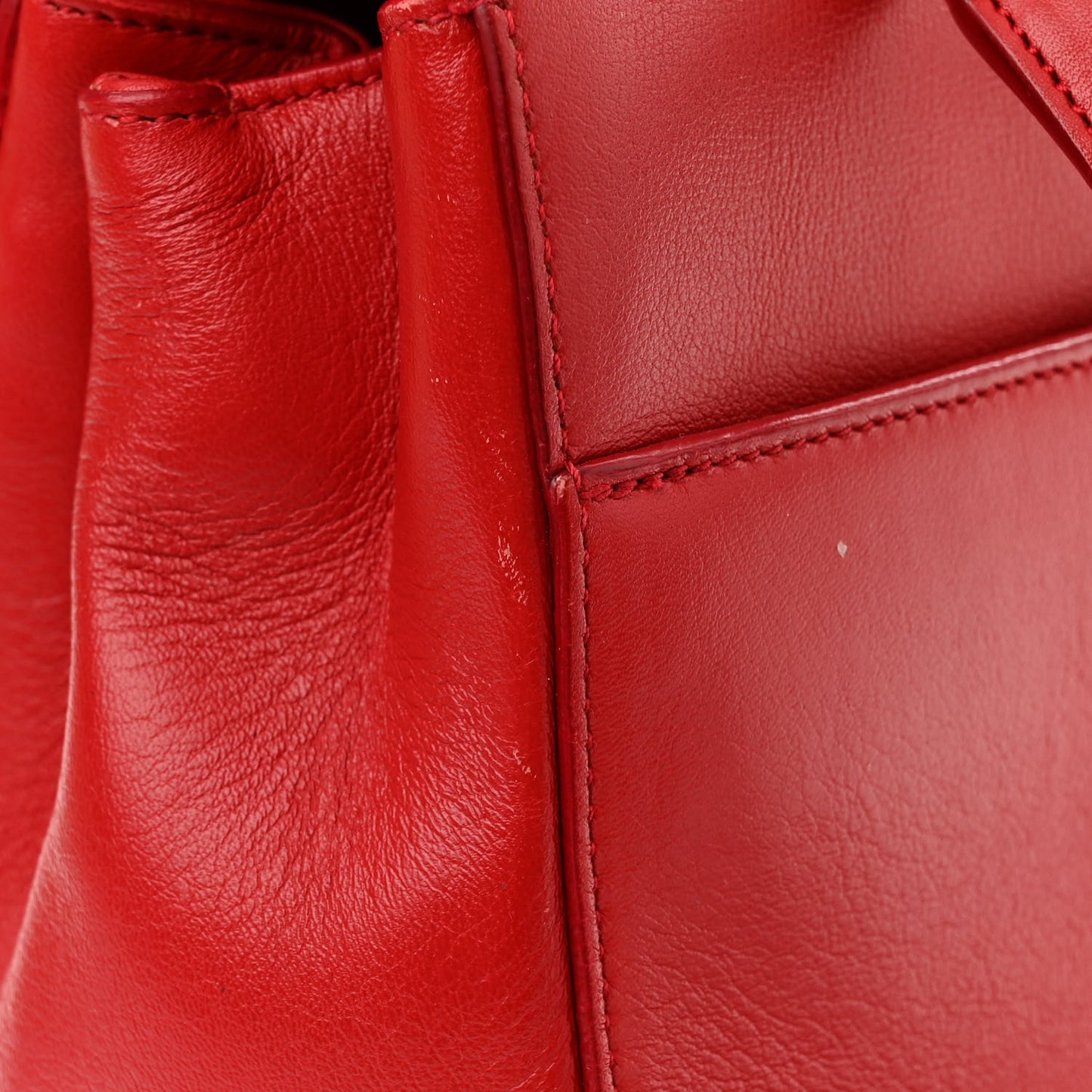 Grained Calfskin Small Moujik Top Handle Bag Red