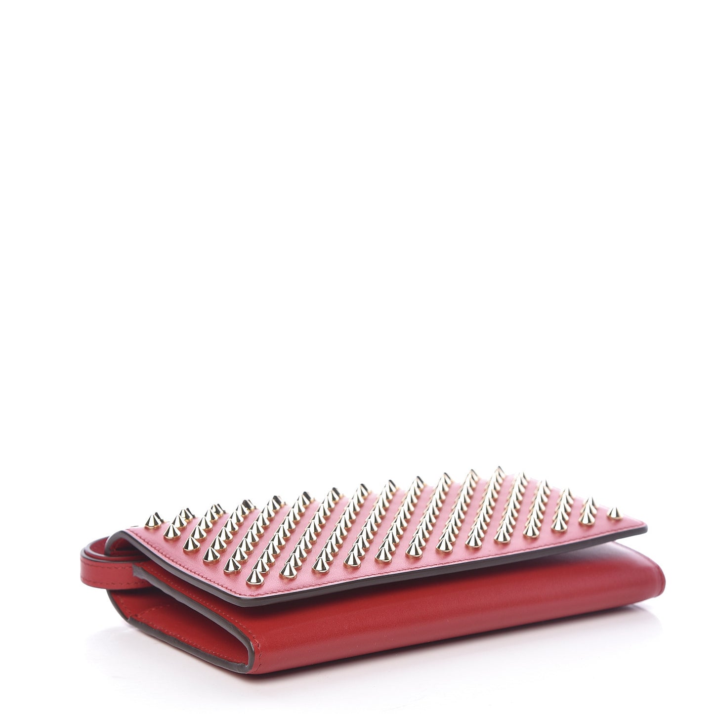Patent Metallic Calfskin Spikes Boudoir Chain Wallet Red