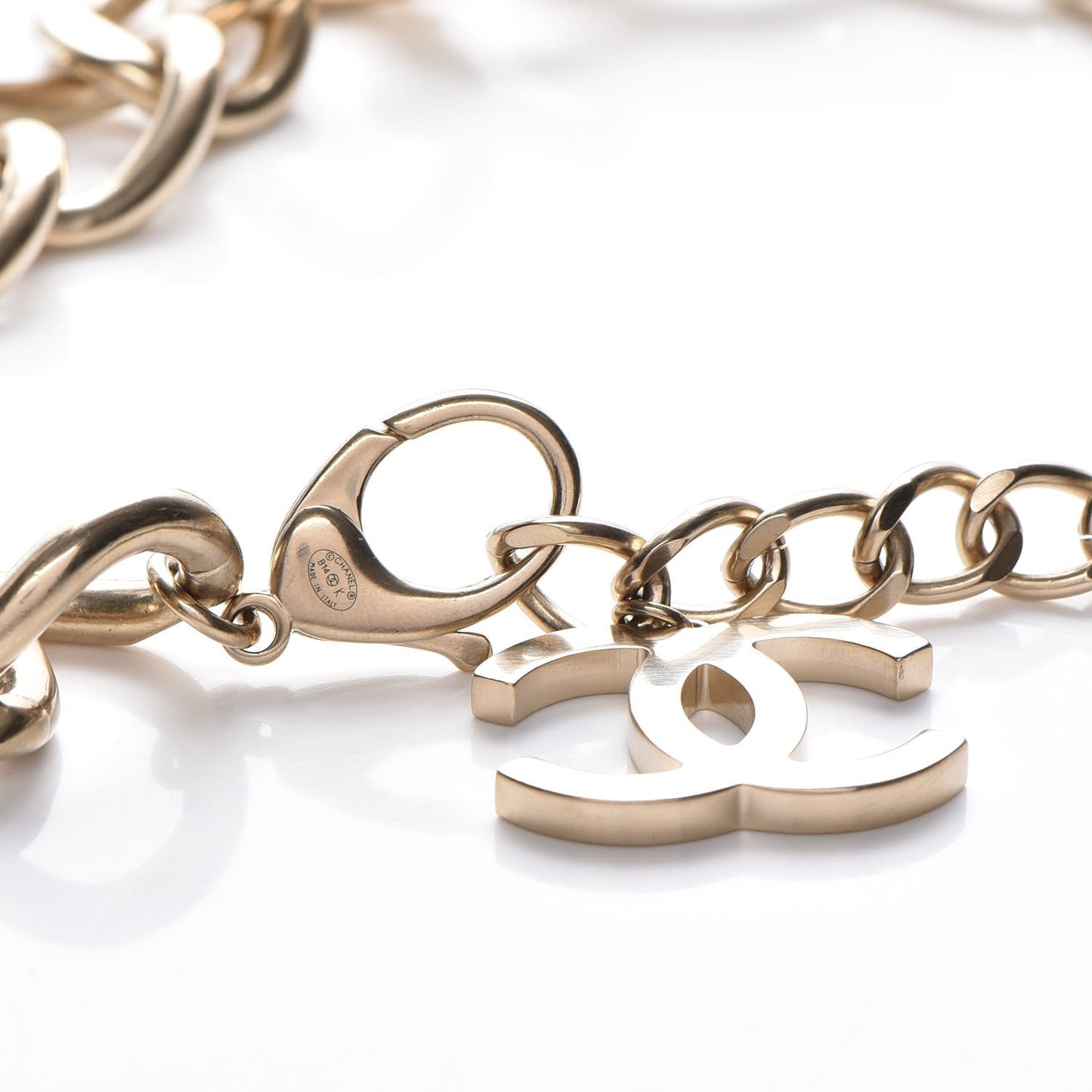 Tweed CC Padlock Chain Necklace Gold Multicolor