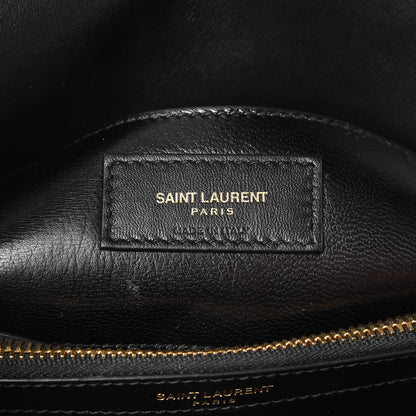 Saint Laurent Calfskin Suede Matelasse Chevron Monogram Medium College Bag Marine 7 of 8