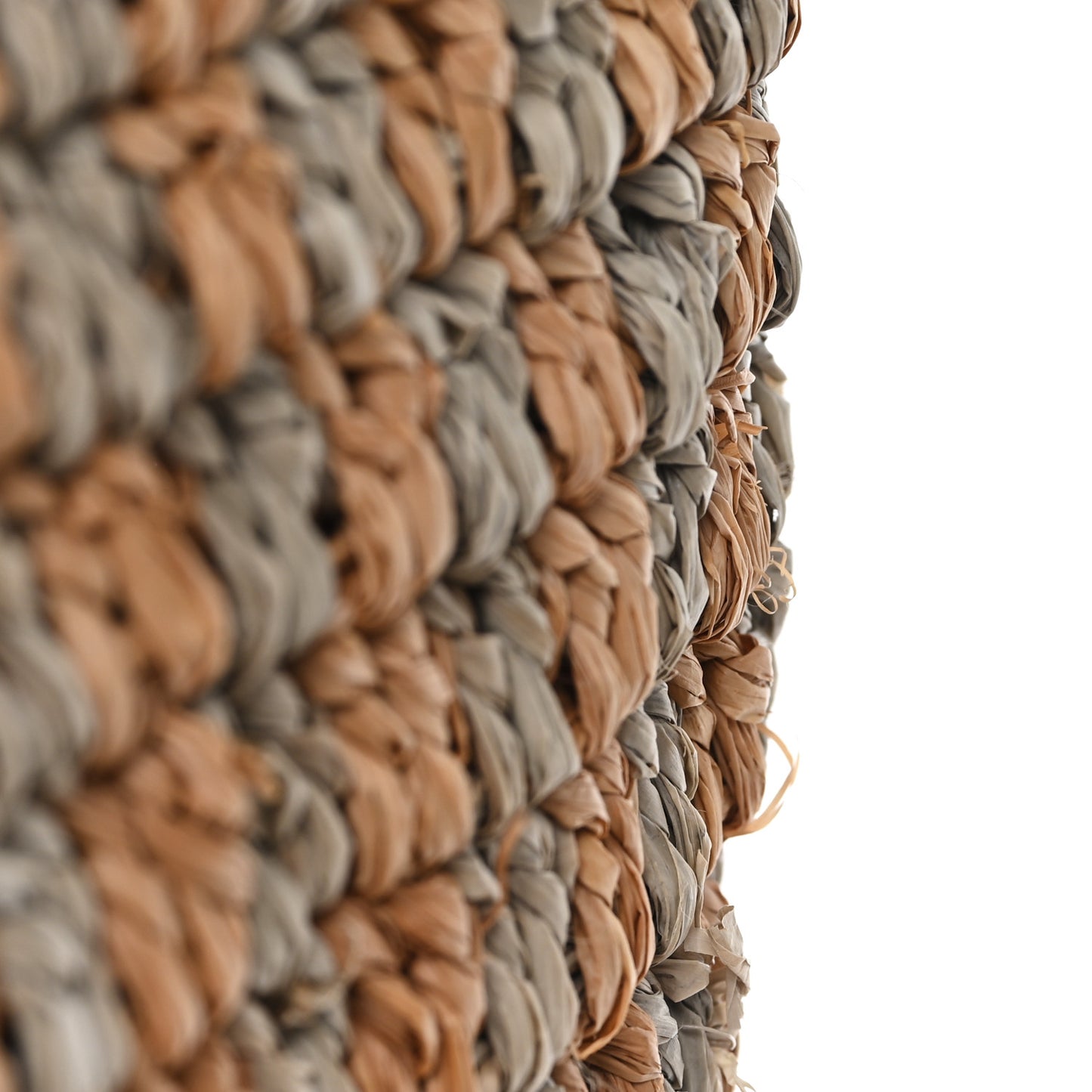 Raffia Nappa Medium Vlogo Signature Crochet Bucket Bag Beige Multicolor