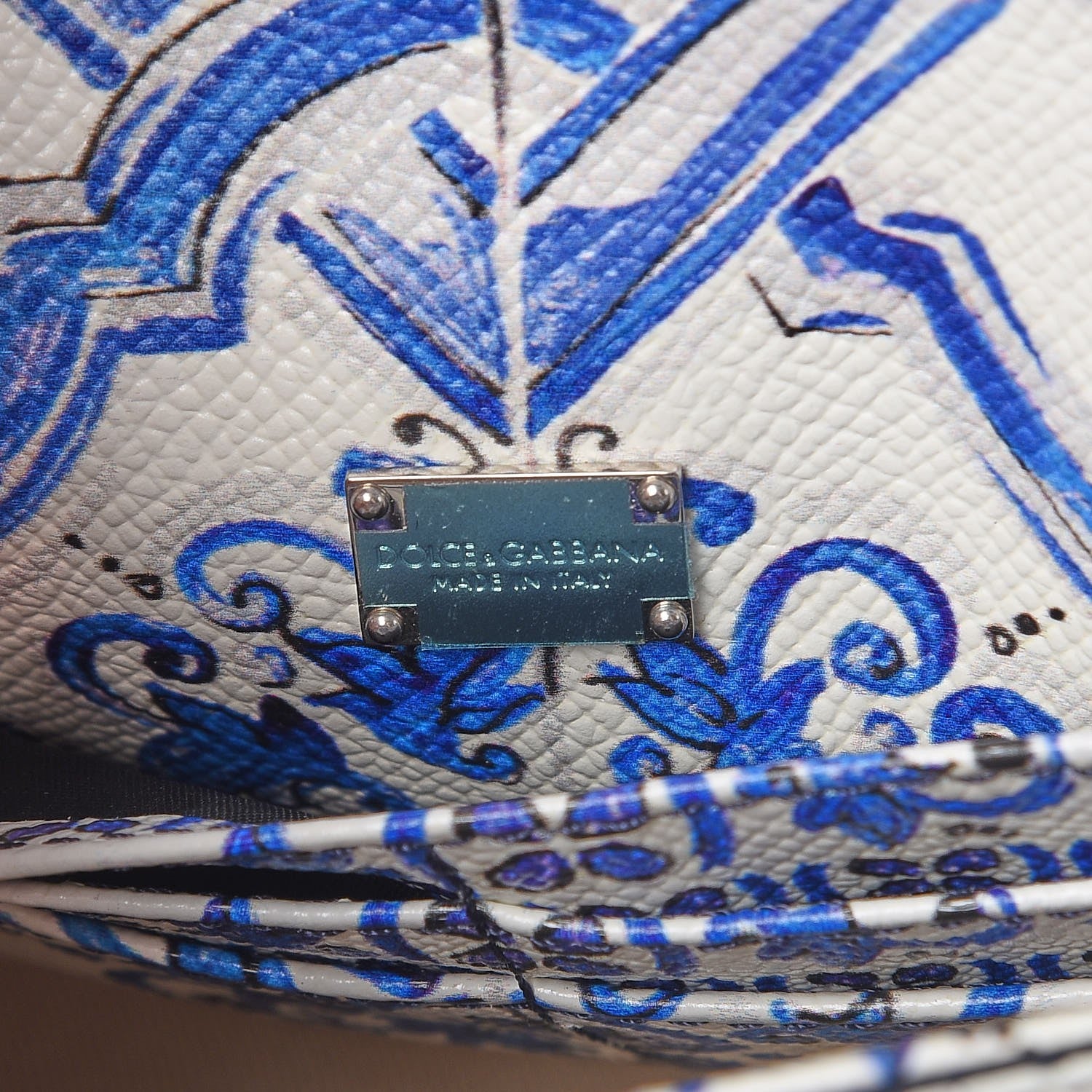 Dolce & Gabbana Dauphine Majolica Printed Micro Miss Sicily Satchel White Blue 7 of 8