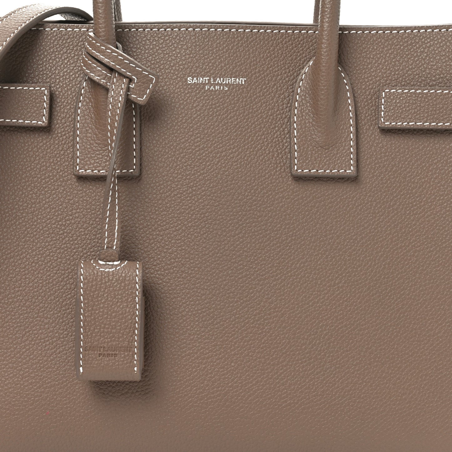 Grained Calfskin Topstich Baby Sac De Jour Taupe