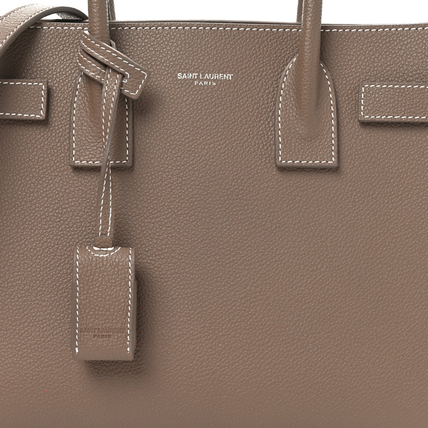 Saint Laurent Grained Calfskin Topstich Baby Sac De Jour Taupe 8 of 10