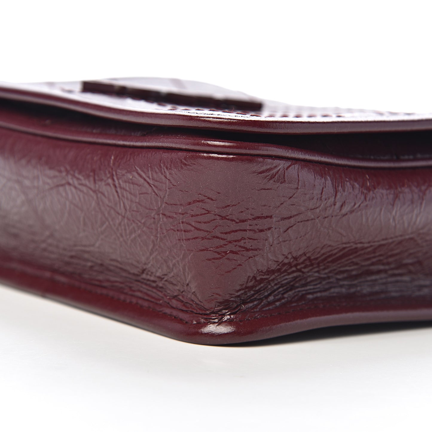 Crinkled Calfskin Matelasse Monogram Niki Chain Wallet Dark Legion Red