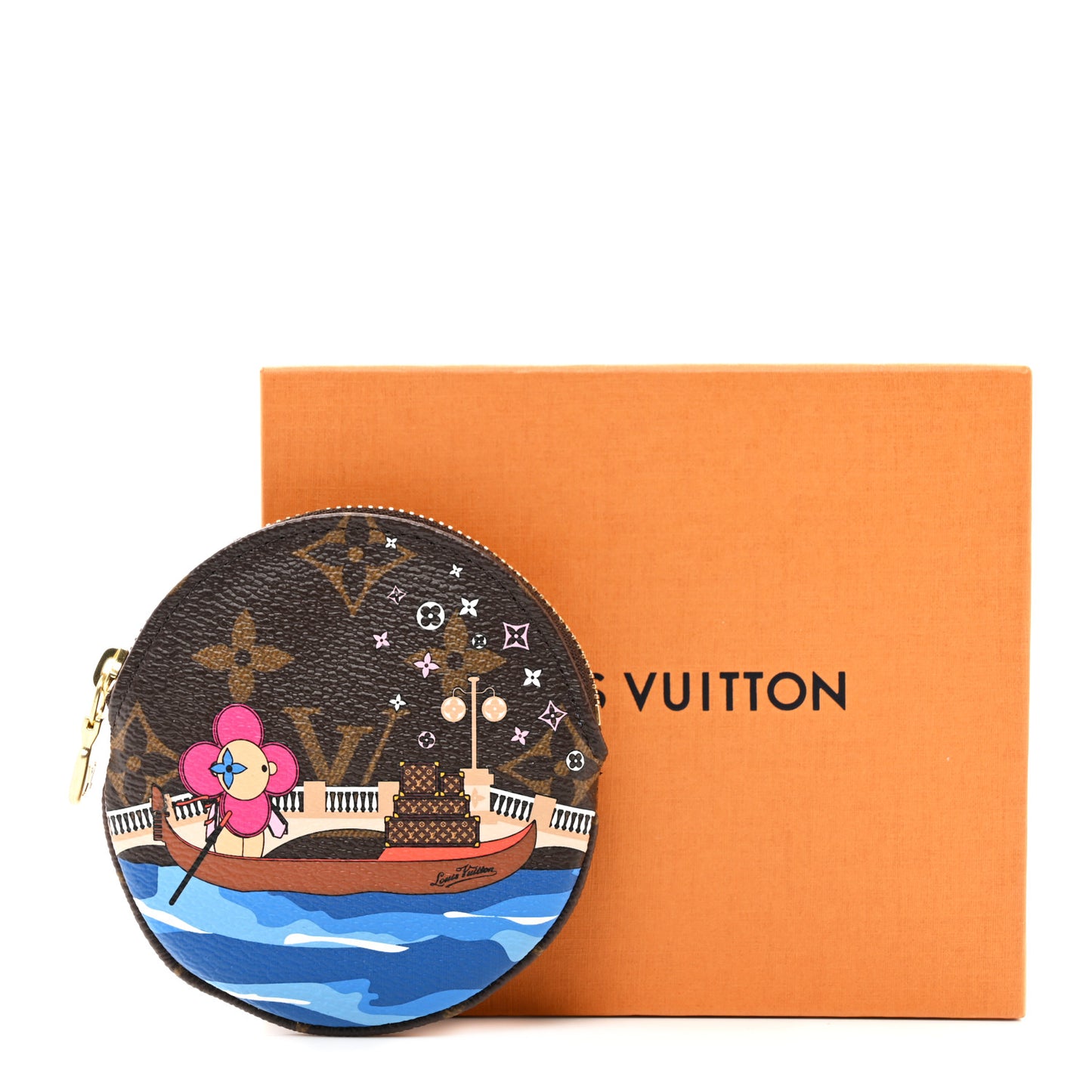Monogram 2019 Christmas Animation Round Coin Purse Blue