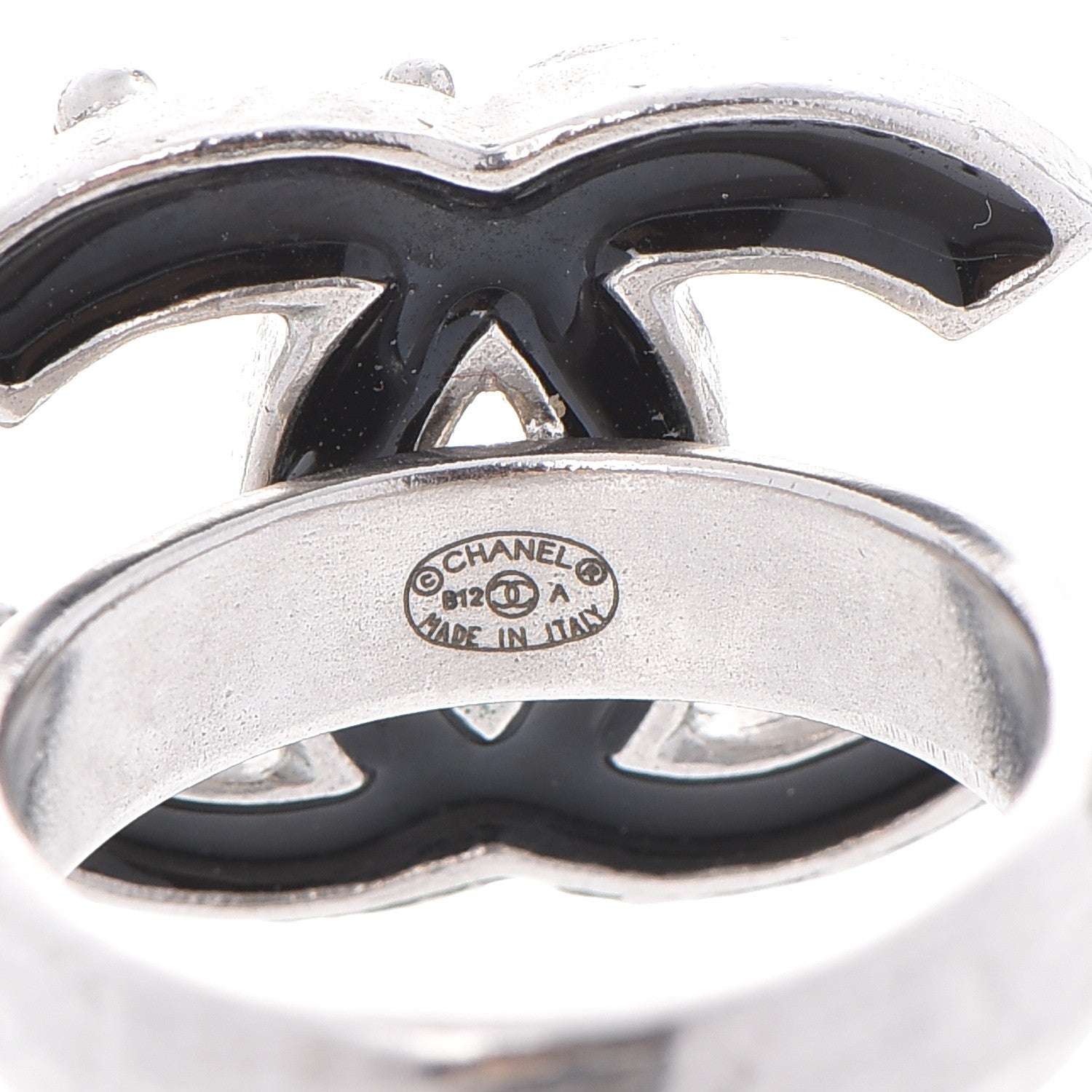 Chanel Ruthenium Enamel CC Ring 7 Black 4 of 4