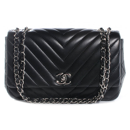 Chanel Lambskin Surpique Chevron Medium Flap Black 1 of 8