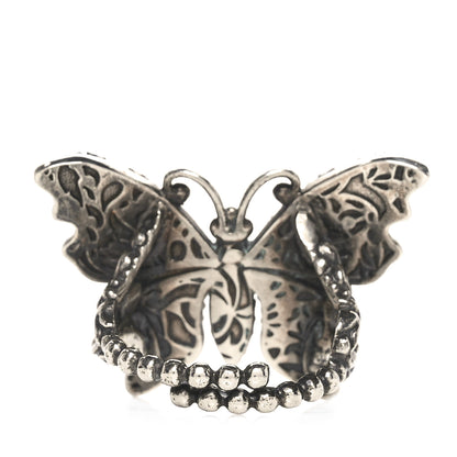 Gucci Metal Crystal Butterfly Studded Ring L Silver 3 of 4
