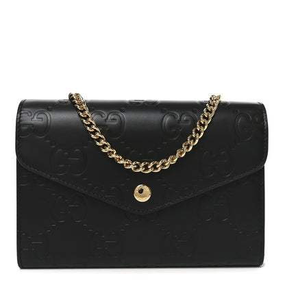 Gucci Calfskin GG Debossed Chain Wallet Black 1 of 9
