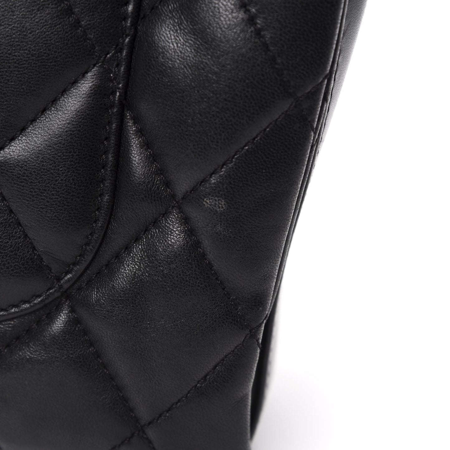 Lambskin Quilted Jumbo 3 Flap Black