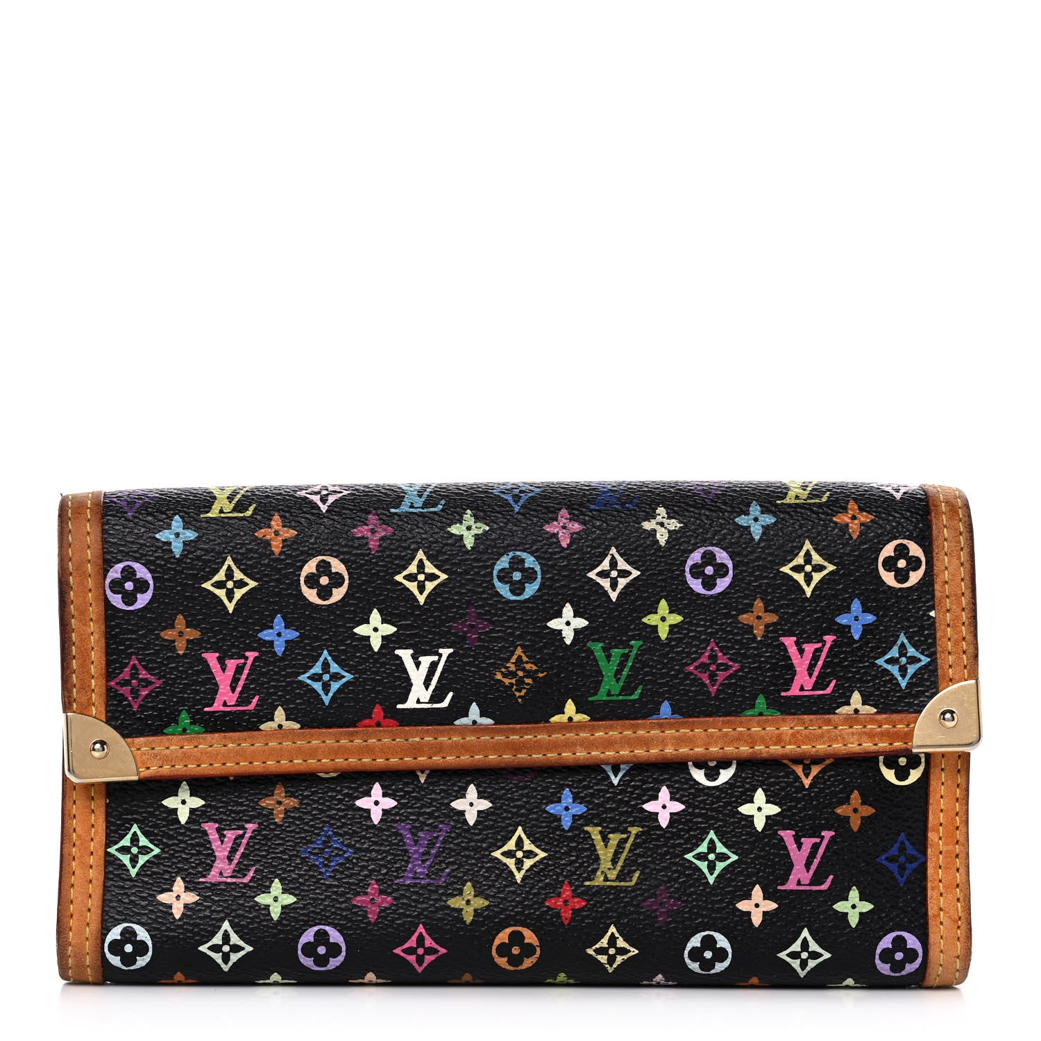 Louis Vuitton Monogram Multicolor Porte Tresor International Wallet Black 1 of 12