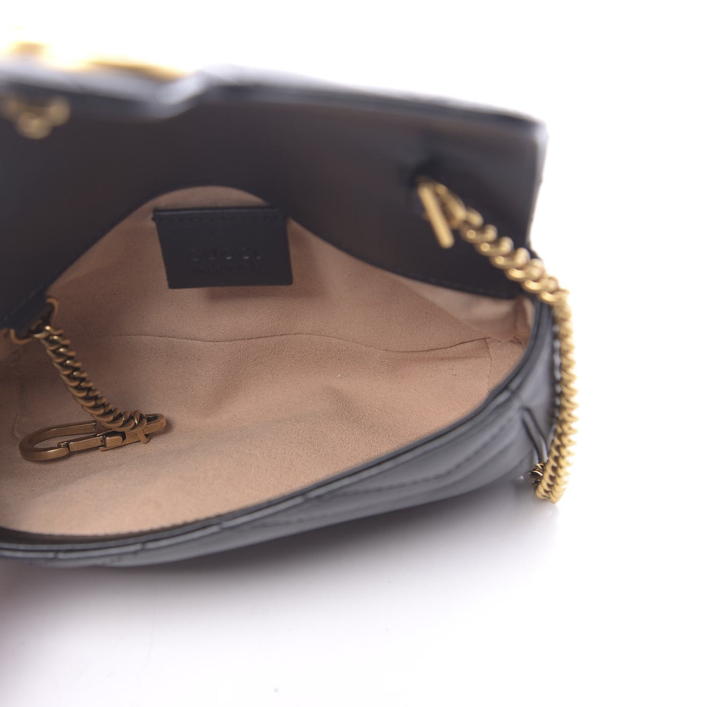 Calfskin Matelasse Super Mini GG Marmont Shoulder Bag Black