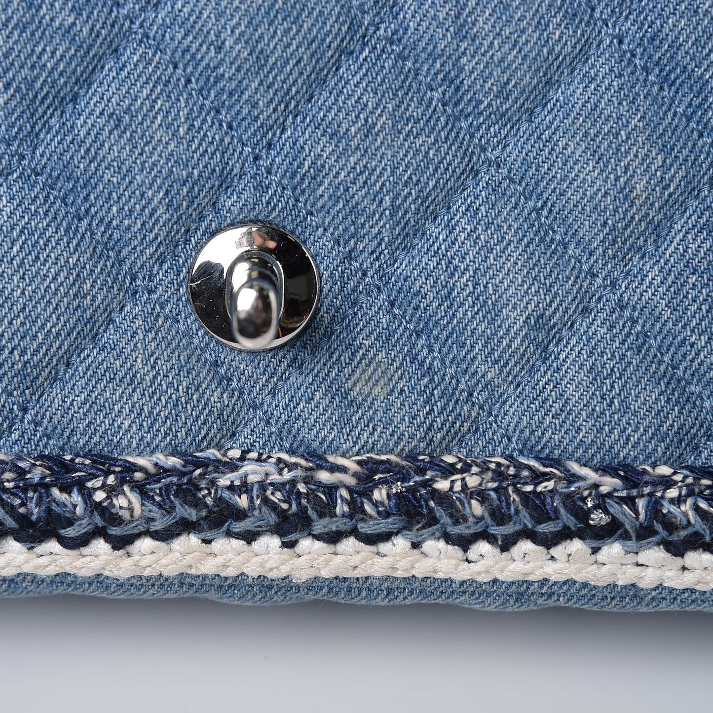 Denim Braided Medium Flap Bag Light Blue