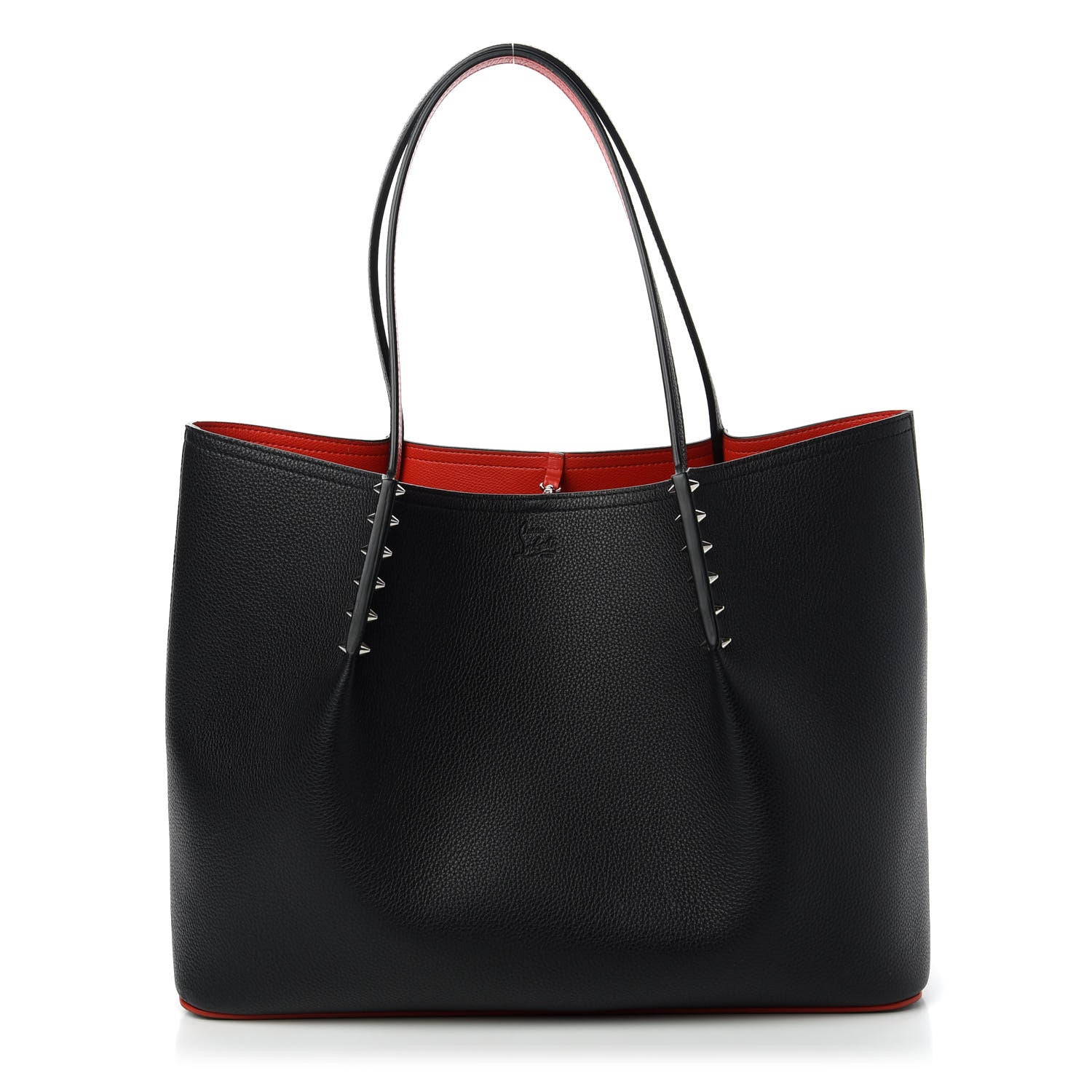 Christian Louboutin Calfskin Spiked Large Cabarock Shopper Tote Black 1 of 9
