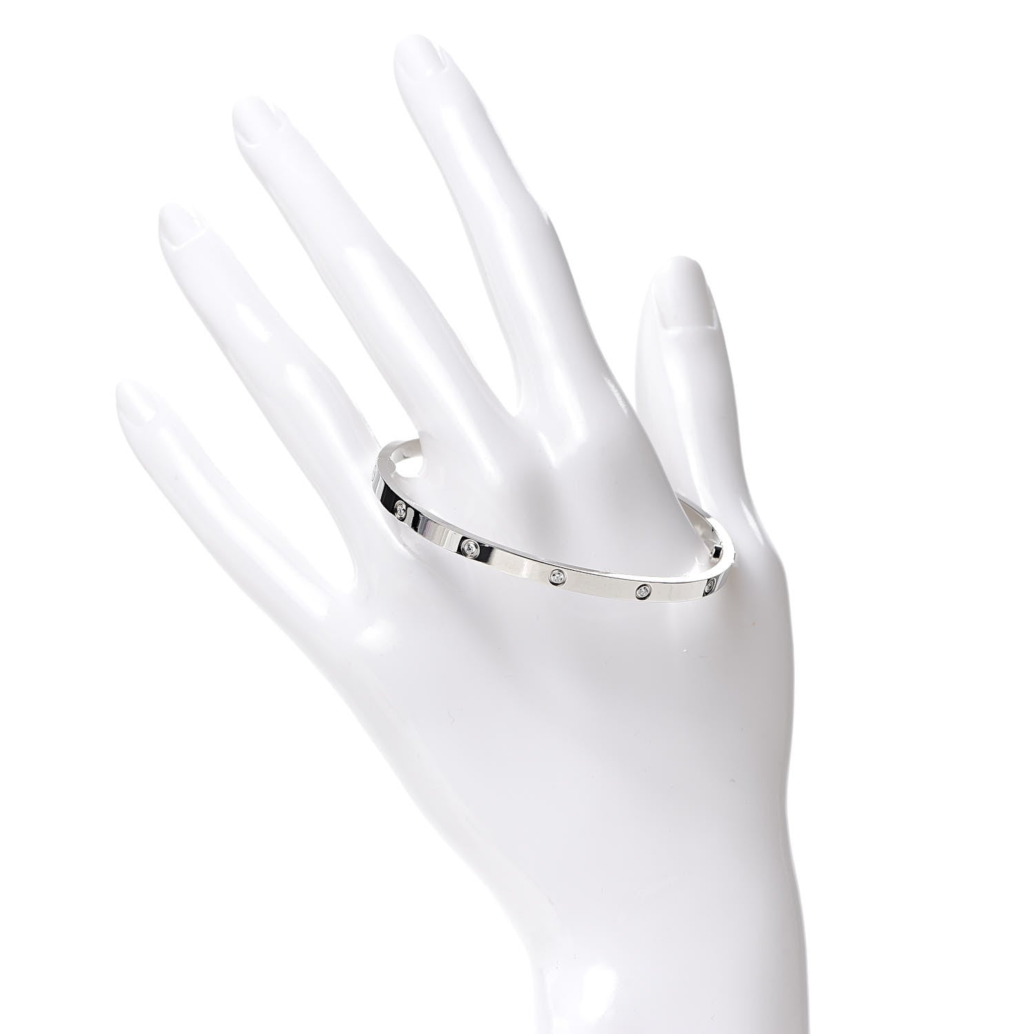 Cartier 18K White Gold 10 Diamond Small LOVE Bracelet 17 2 of 6