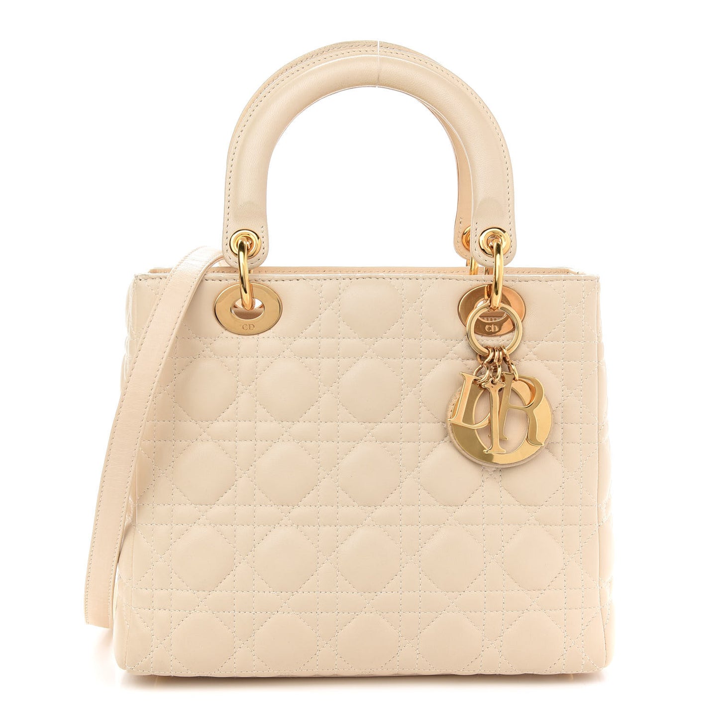 Lambskin Cannage Medium Lady Dior Light Beige