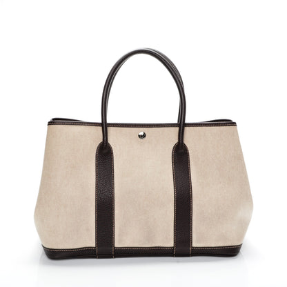 Hermes Buffle Skipper Toile Garden Party 36 MM Tote Marron Fonce 4 of 17