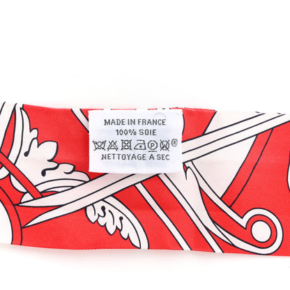 Hermes Silk Washington S Carriage Detail Twilly Rouge White Black 3 of 4