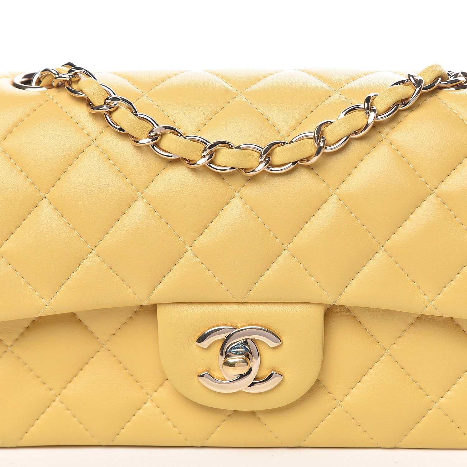 Chanel Lambskin Quilted Mini Rectangular Flap Yellow 8 of 16