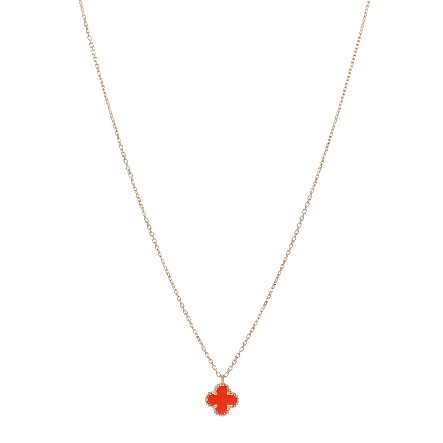 Van Cleef & Arpels VAN CLEEF & ARPELS 18K Rose Gold Carnelian Sweet Alhambra Pendant Necklace 1 of 5