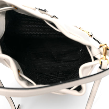 Prada Glace Calfskin Logo Mini Bucket Crossbody Bag White 5 of 9