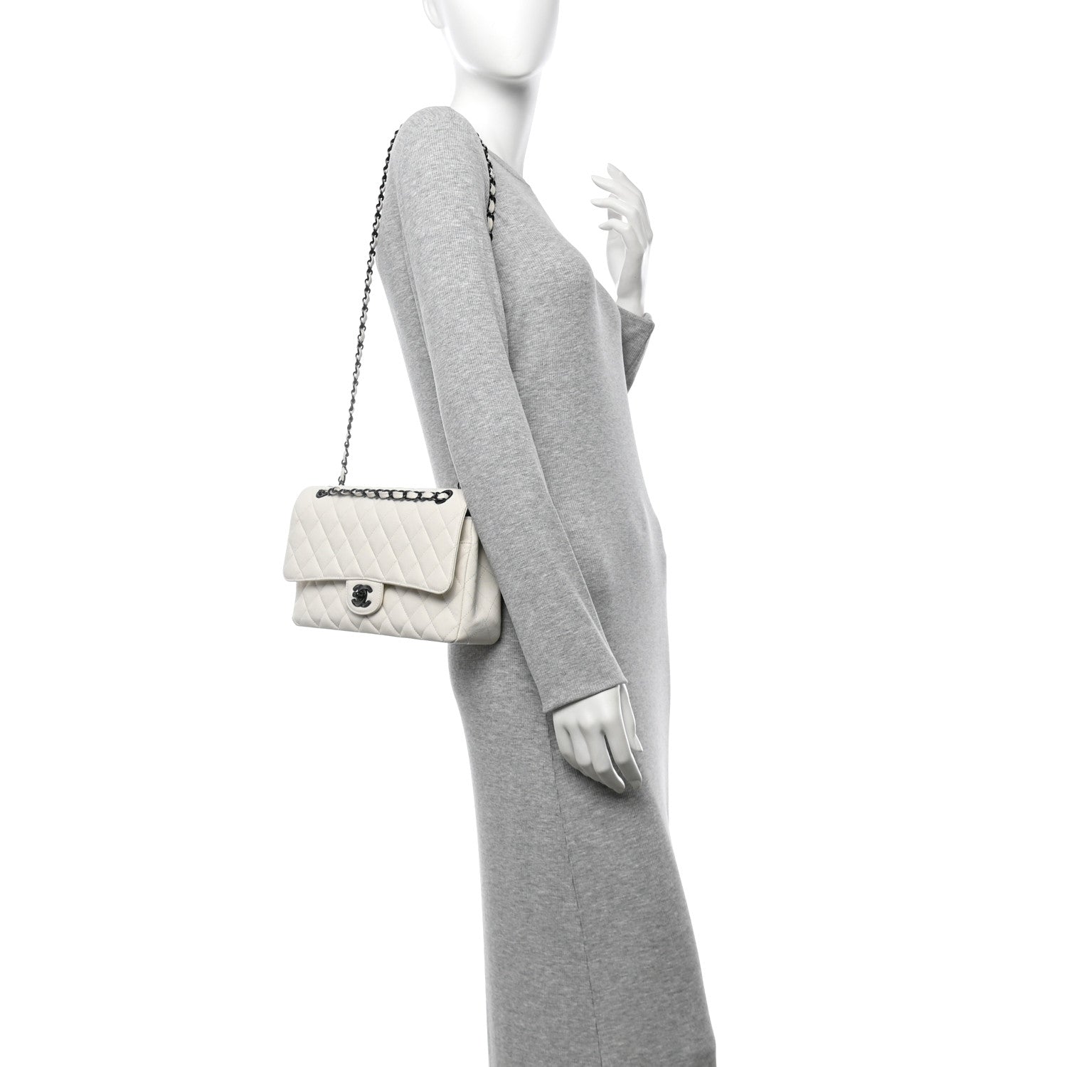 Chanel Crumpled Calfskin Quilted Medium Double Flap White 2 of 12