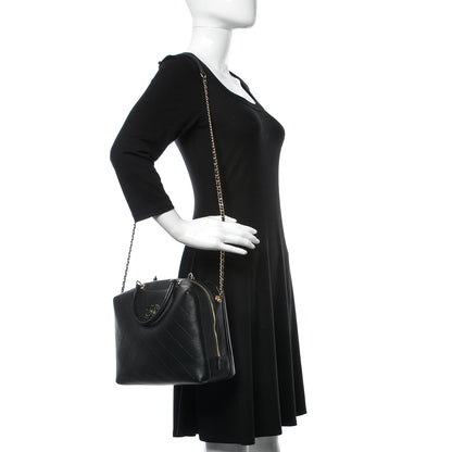 Chanel Calfskin Stitched Sleek Box Top Handle Vanity Bag Black 2 of 9