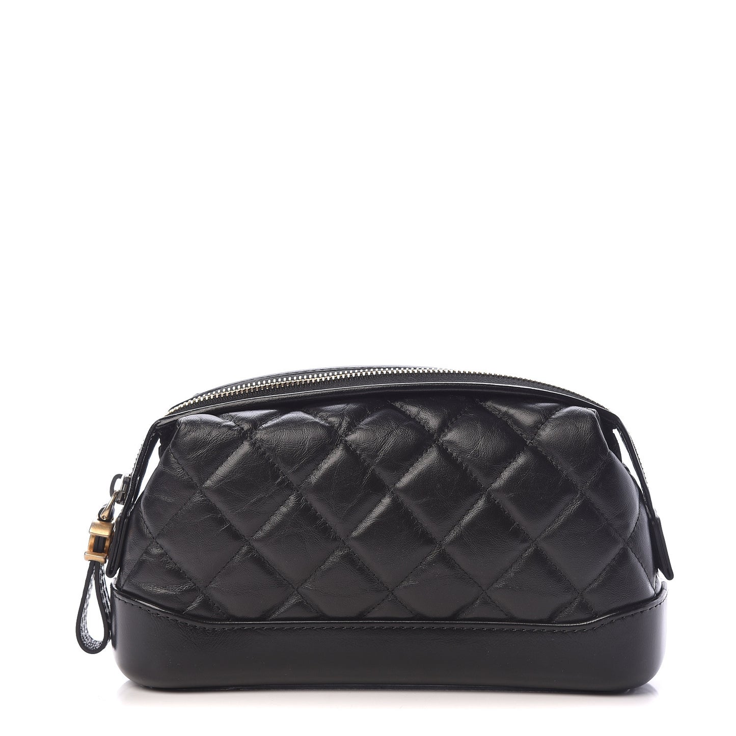 Aged Calfskin Quilted Gabrielle Cosmetic Case Black