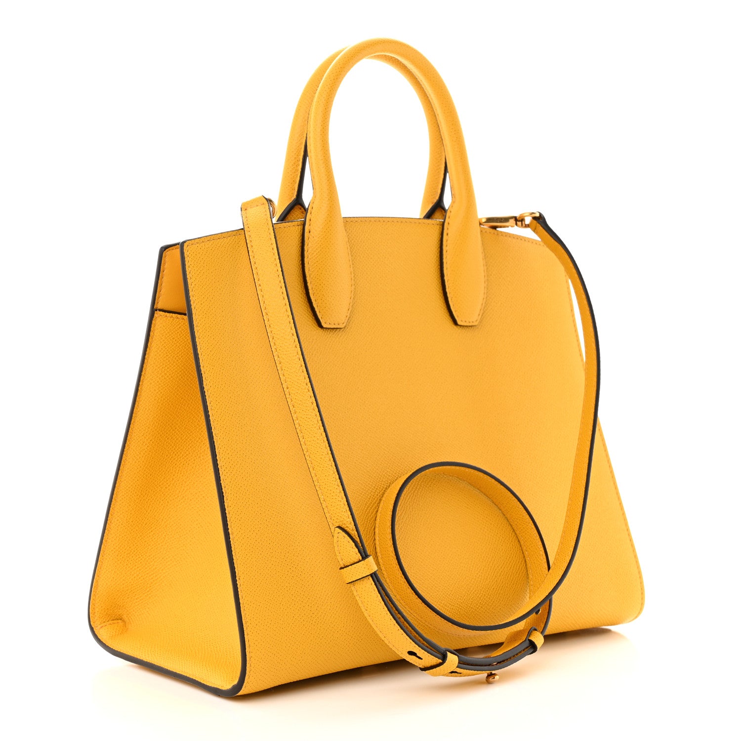 Salvatore Ferragamo Hammered Calfskin Medium The Studio Box Bag Yellow 4 of 10