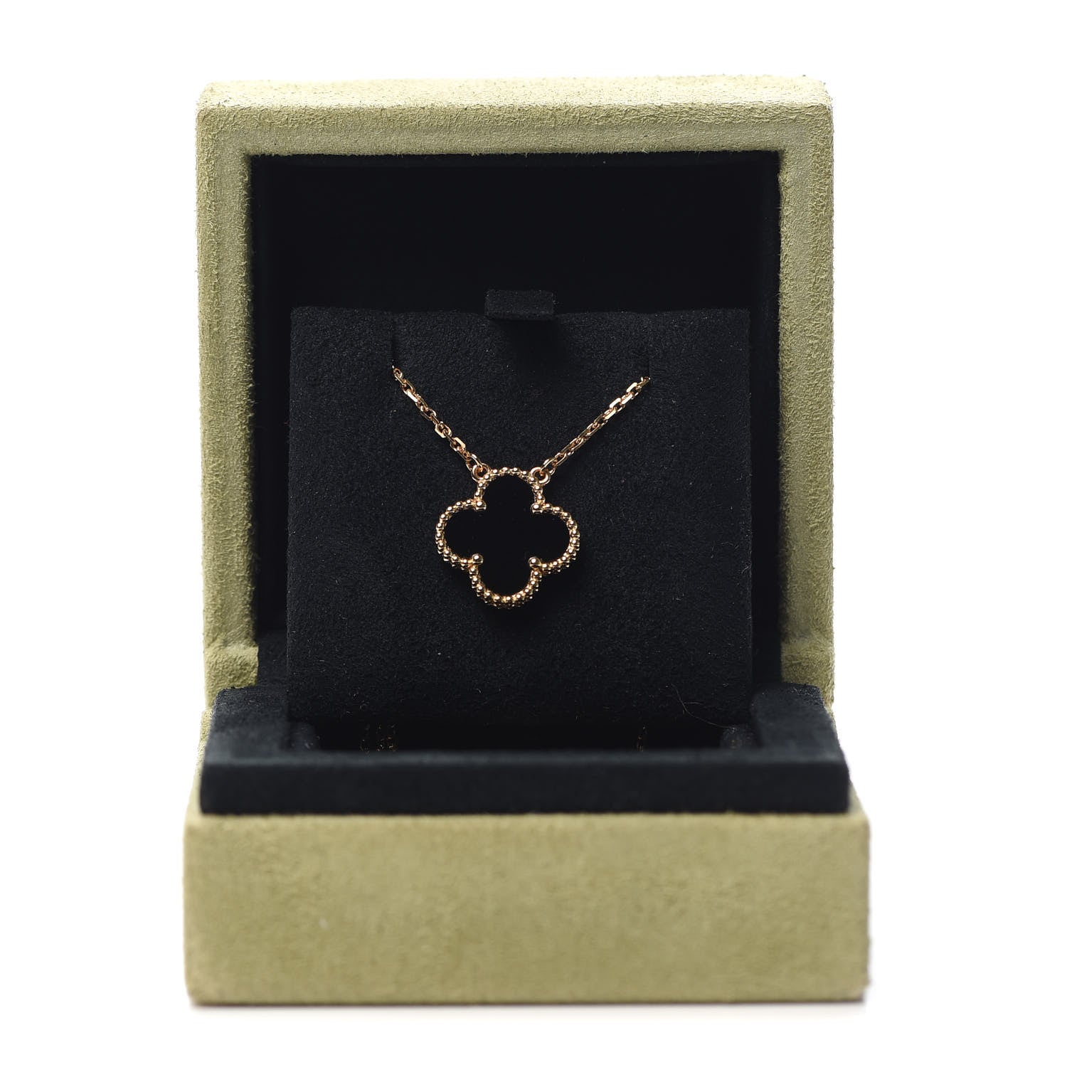 Van Cleef & Arpels 18K Yellow Gold Black Onyx Vintage Alhambra Pendant Necklace 6 of 6