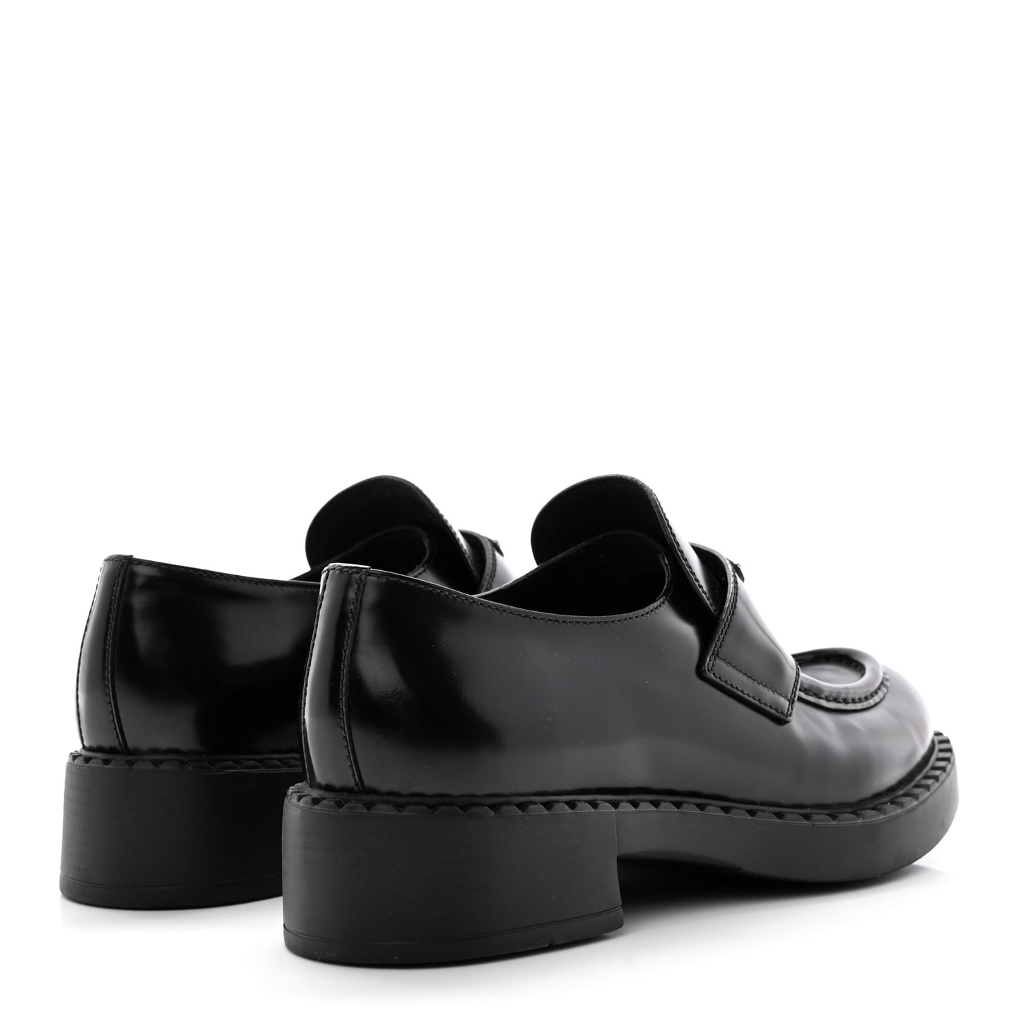 Spazzolato Metal Triangle Logo 50mm Loafers 39.5 Black
