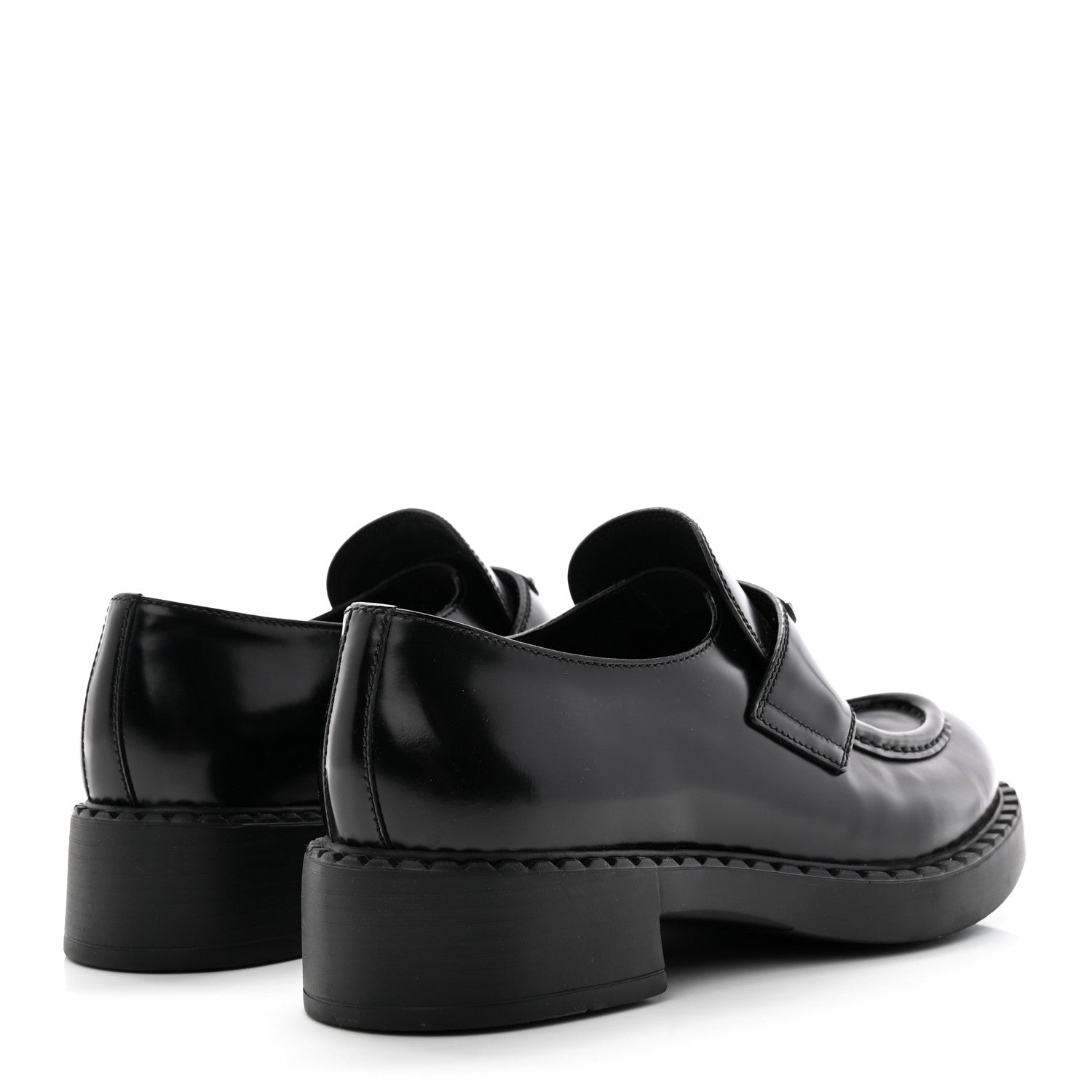 Prada Spazzolato Metal Triangle Logo 50mm Loafers 39.5 Black 4 of 19