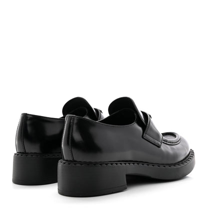 Prada Spazzolato Metal Triangle Logo 50mm Loafers 39.5 Black 4 of 19