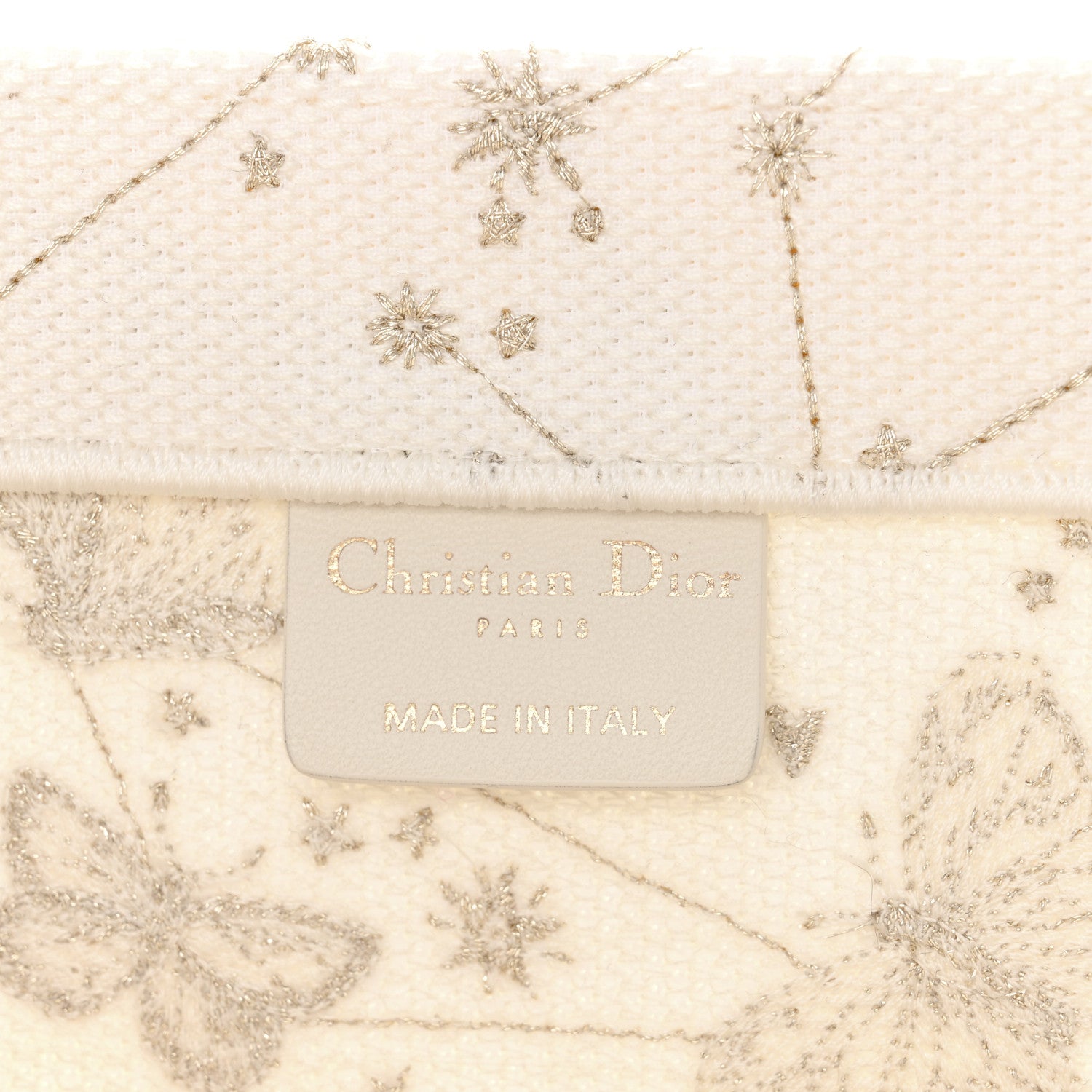 Christian Dior Canvas Embroidered Medium Butterfly Zodiac Book Tote Gold 6 of 11