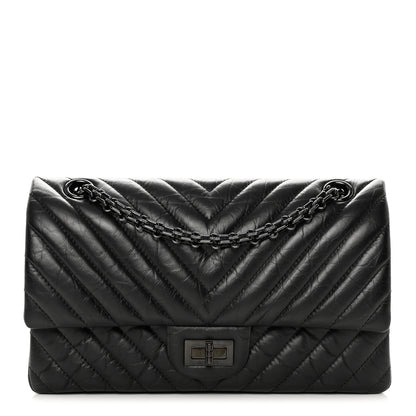 Chanel Aged Calfskin Chevron Quilted 2.55 Reissue 225 Flap So Black 1 of 16