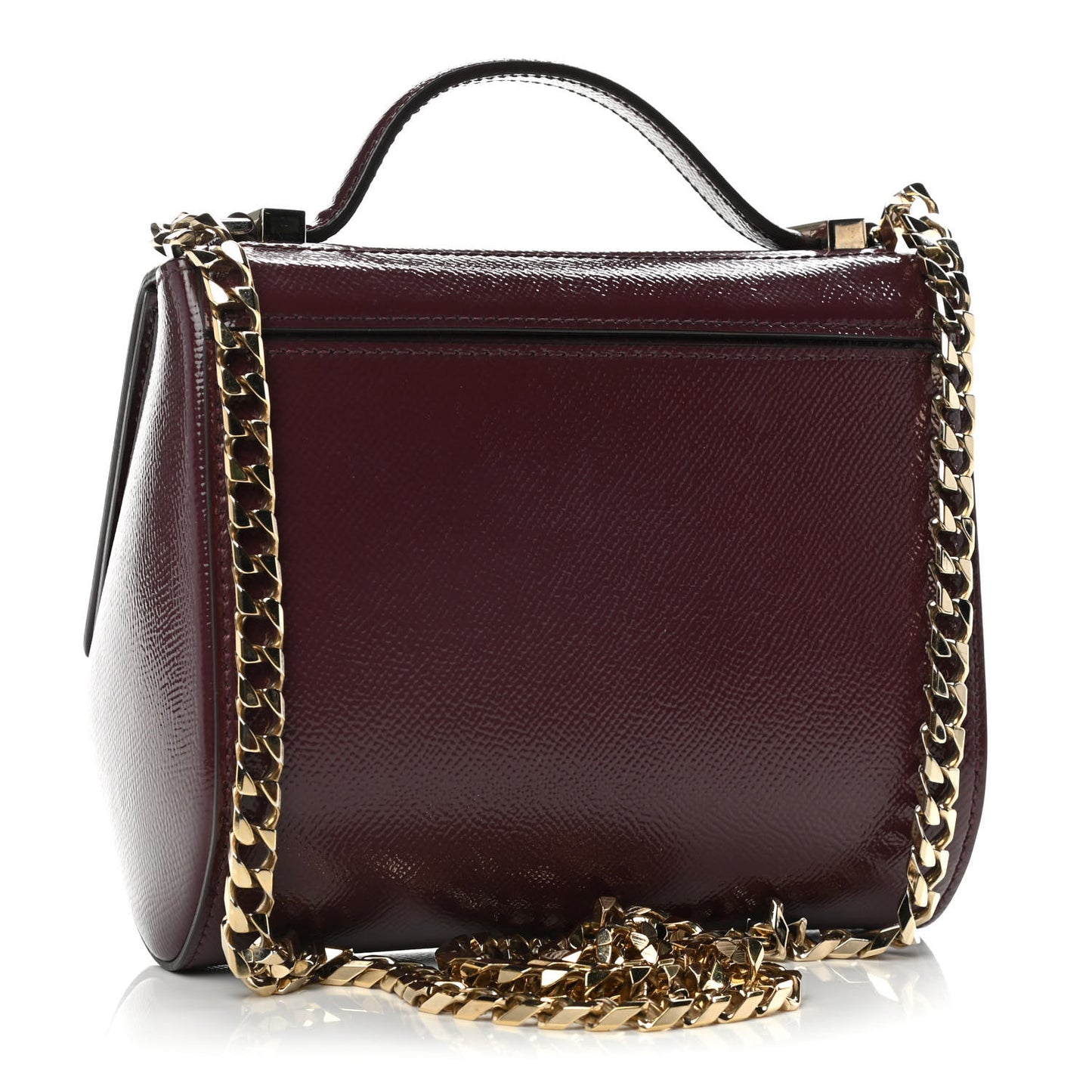 Textured Calfskin Mini Pandora Box Chain Crossbody Bag Oxblood