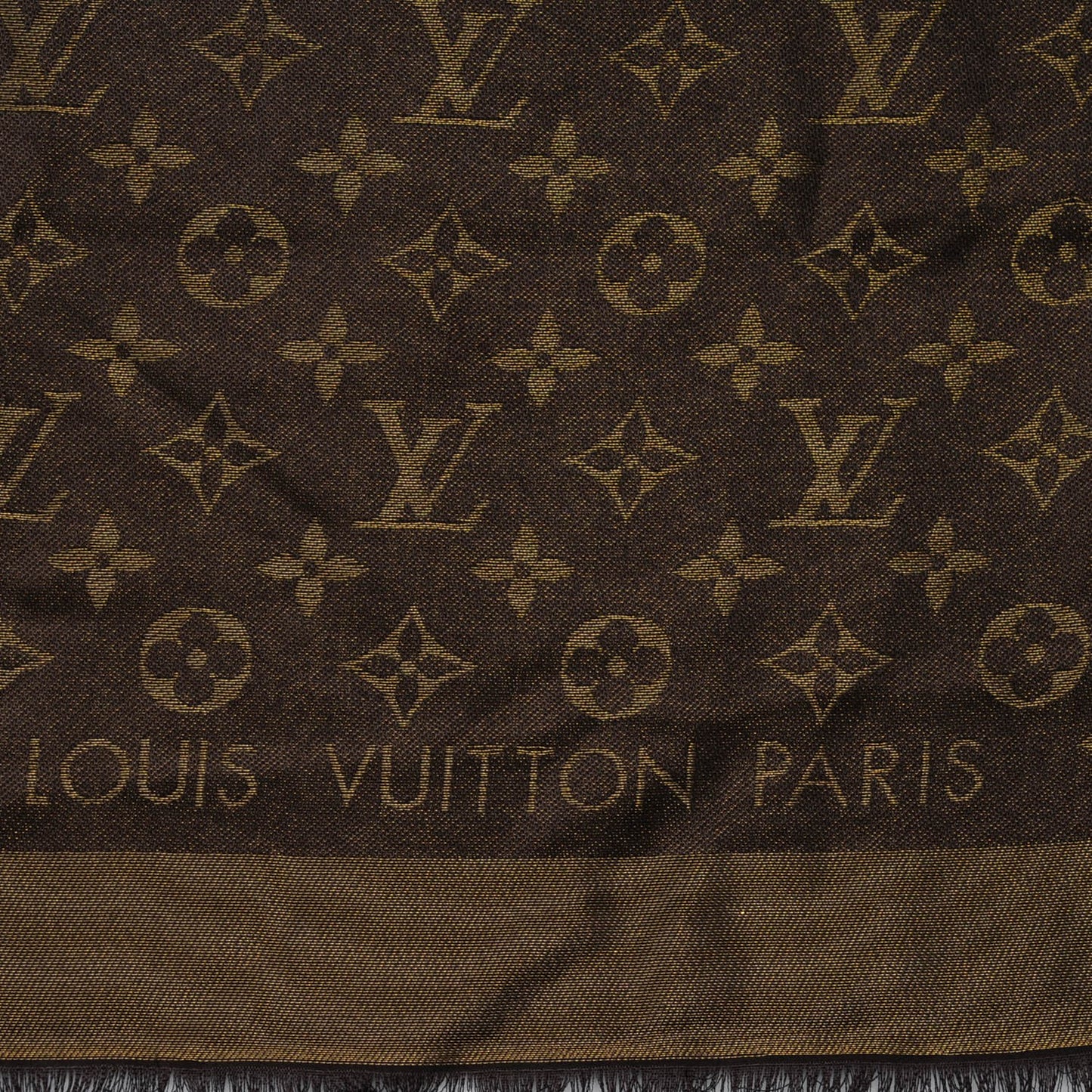 Silk Lurex Wool Monogram Shine Shawl Marron