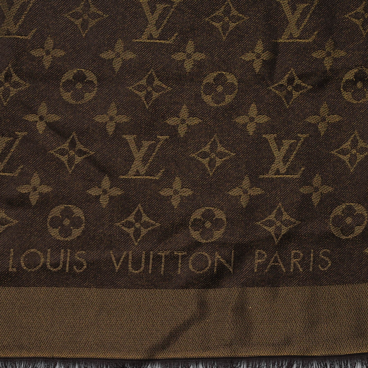 Louis Vuitton Silk Lurex Wool Monogram Shine Shawl Marron 4 of 5