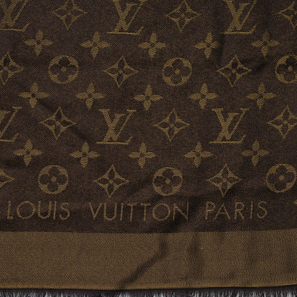 Louis Vuitton Silk Lurex Wool Monogram Shine Shawl Marron 4 of 5
