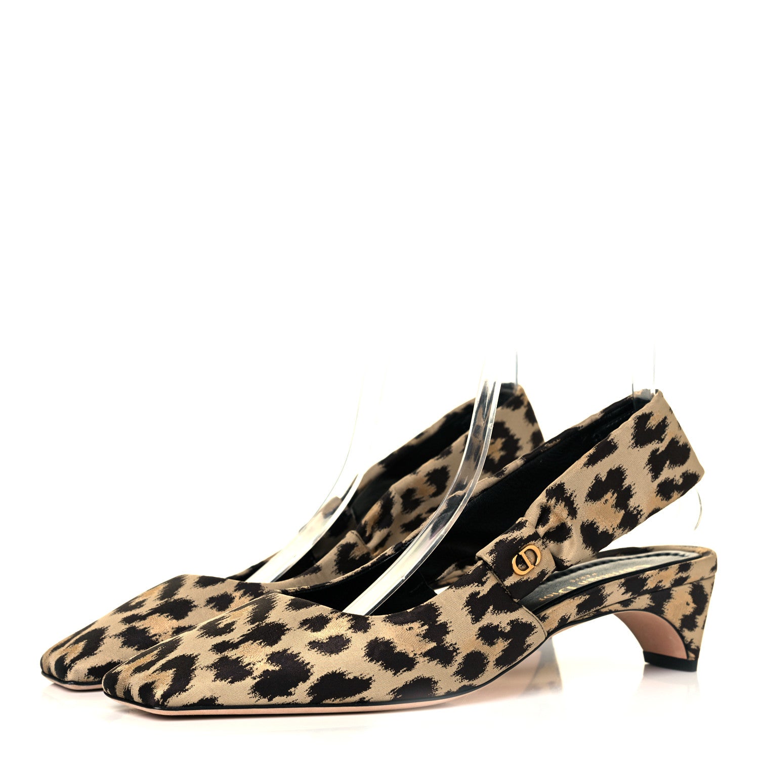 Christian Dior Nylon Leopard Print Mizza Slingback Pumps 40.5 Beige Multicolor 3 of 9
