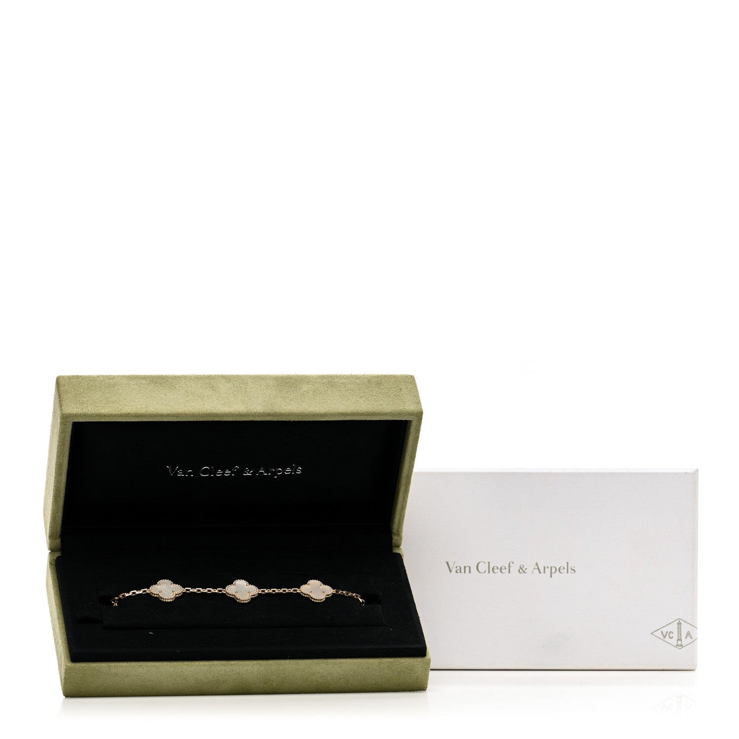 Van Cleef & Arpels 18K Yellow Gold Mother of Pearl 5 Motifs Vintage Alhambra Bracelet 4 of 4