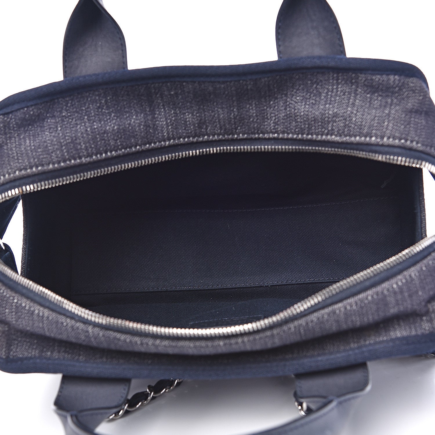 Chanel Denim Deauville Bowling Bag Dark Blue 4 of 12