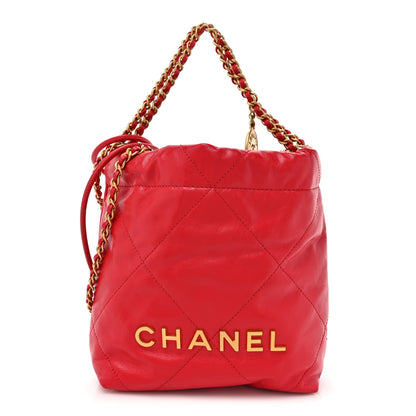 Chanel Shiny Calfskin Quilted Mini Chanel 22 Red 1 of 10