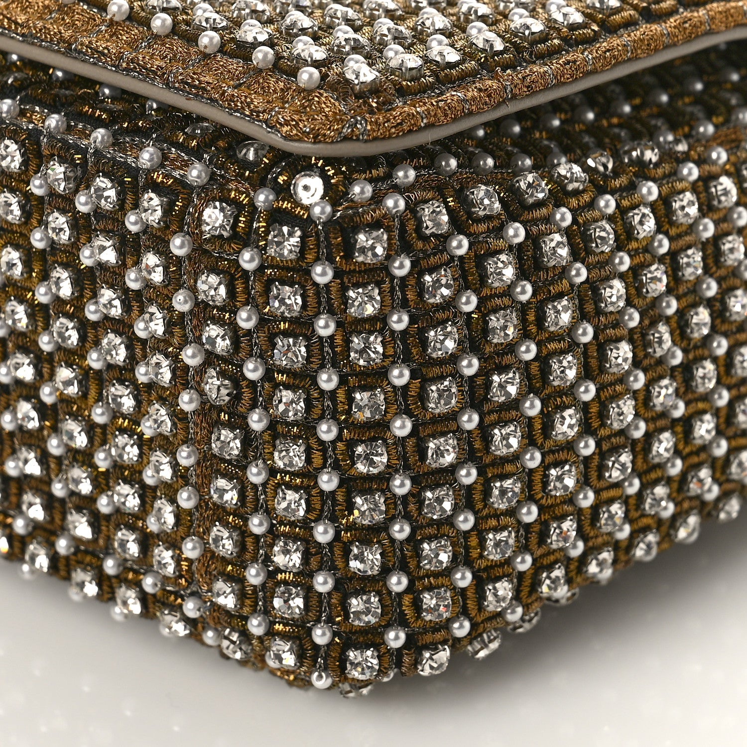 Christian Dior Calfskin Strass Embroidered Small Caro Bag Gold 8 of 9