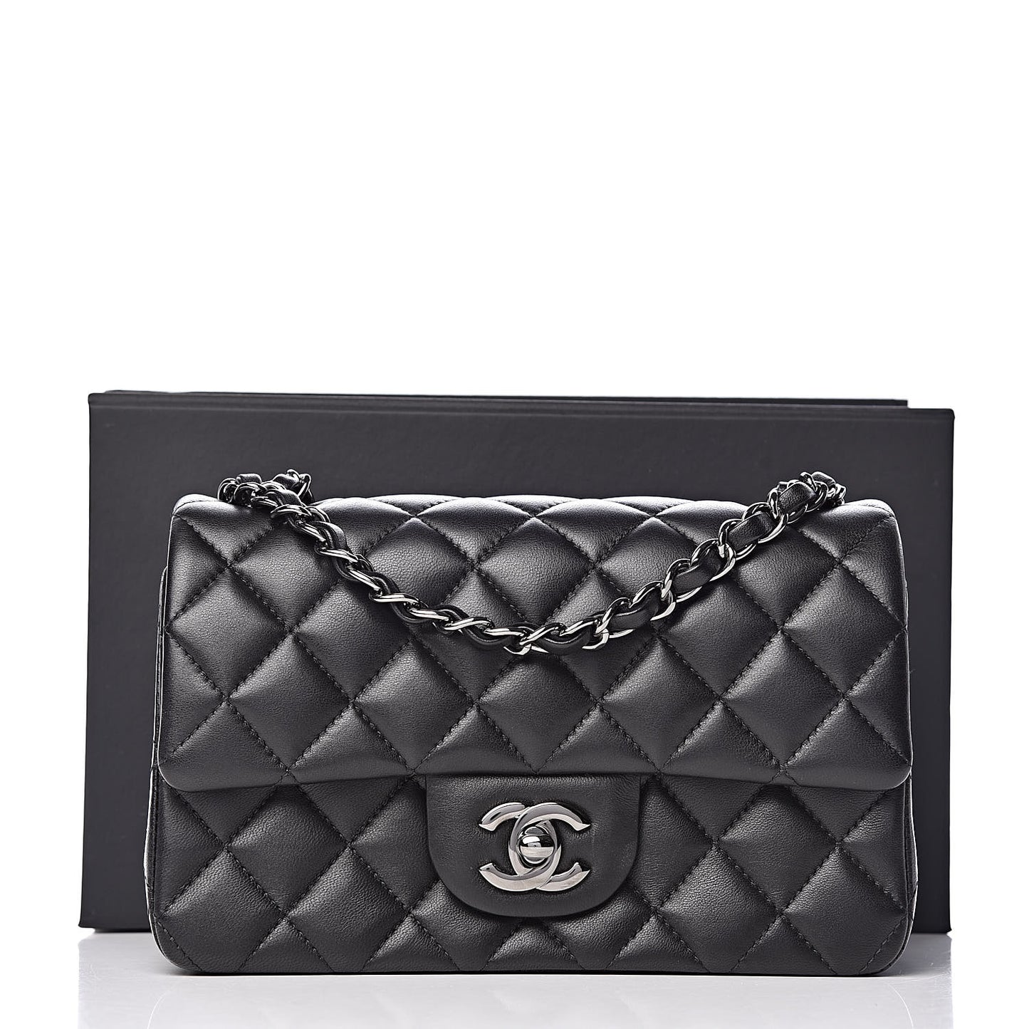 Lambskin Quilted Mini Rectangular Flap Black