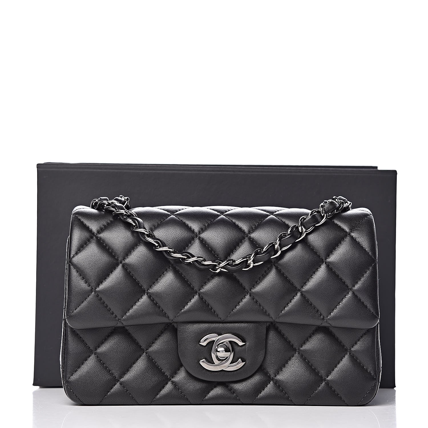 Chanel Lambskin Quilted Mini Rectangular Flap Black 10 of 10