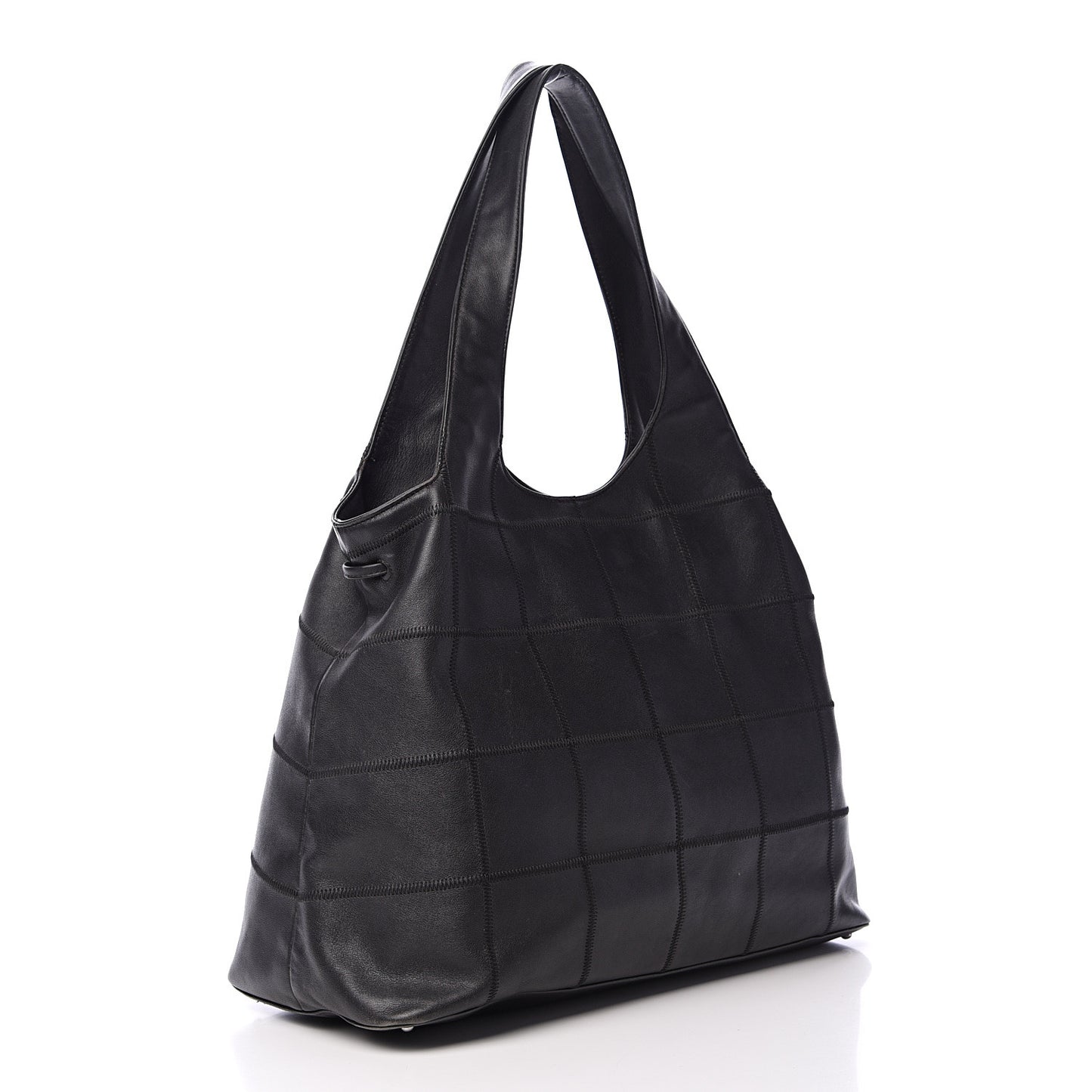 Calfskin Square Stitched Tassel Bag Black