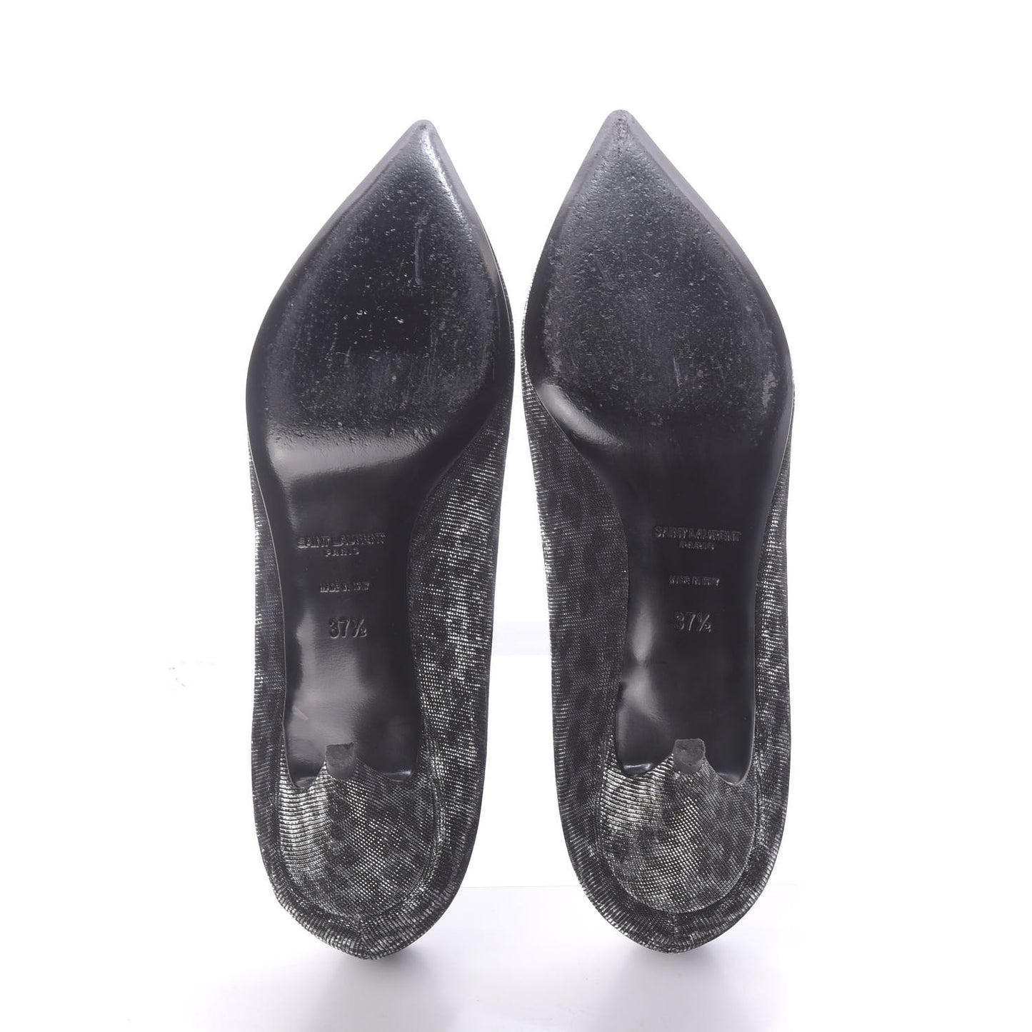 Leopard Lame Double Cat Pumps 37.5 Silver