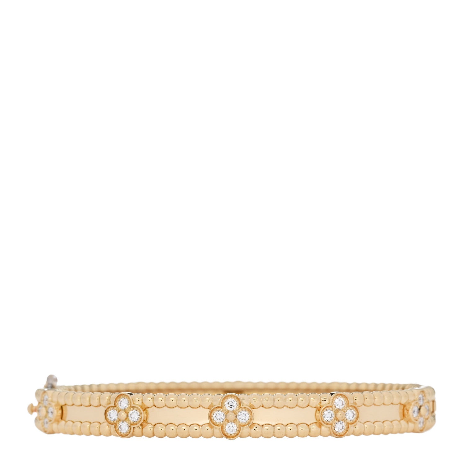 Van Cleef & Arpels 18K Yellow Gold Diamond Perlee Sweet Clovers Bracelet XS 1 of 5